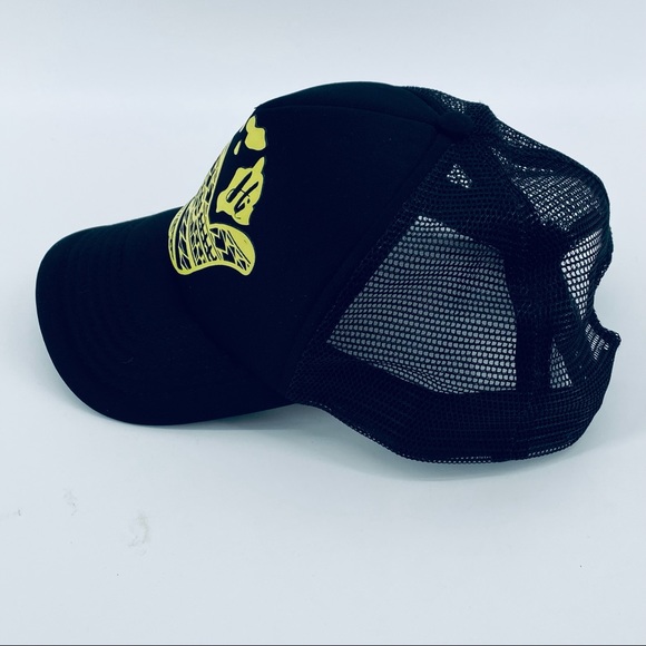 Hawaiian Headwear HANG LOOSE Hawaii Island Trucker Hat Black Yellow Mesh Snap - Picture 8 of 9